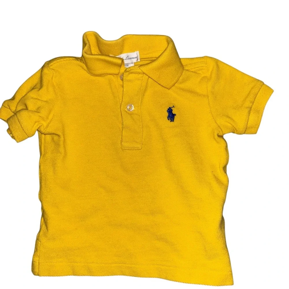 Ralph Lauren Kids Yellow Short Sleeve Pique Polo Shirt Blue Pony Logo‎ Size 6M